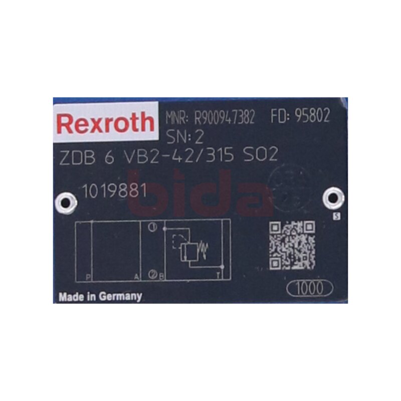 REXROTH ZDB 6 VB2-4X/315 SO2(R900947382) Druckbegrvent Pressure limit