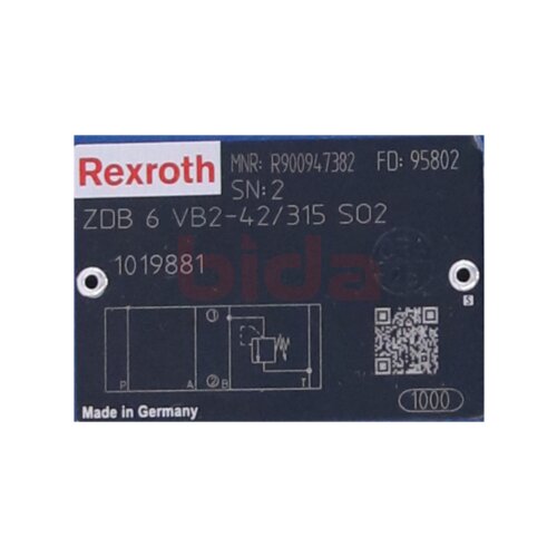 REXROTH ZDB 6 VB2-4X/315 SO2(R900947382) Druckbegrvent Pressure limit