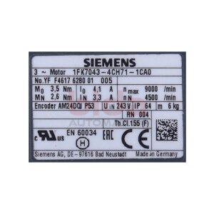 Siemens 1FK7043-4CH71-1CA0 / 1FK7 043-4CH71-1CA0 SIMOTICS...