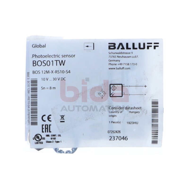 BALLUFF BOS01TW(BOS 12M-X-RS10-S4) Lichtelektrischer Sensor Photoelectric sensor