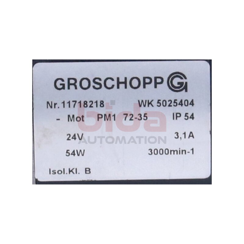 GROSCHOPP 11718218 (WK5025404) Kondensatormotor Capacitor motor