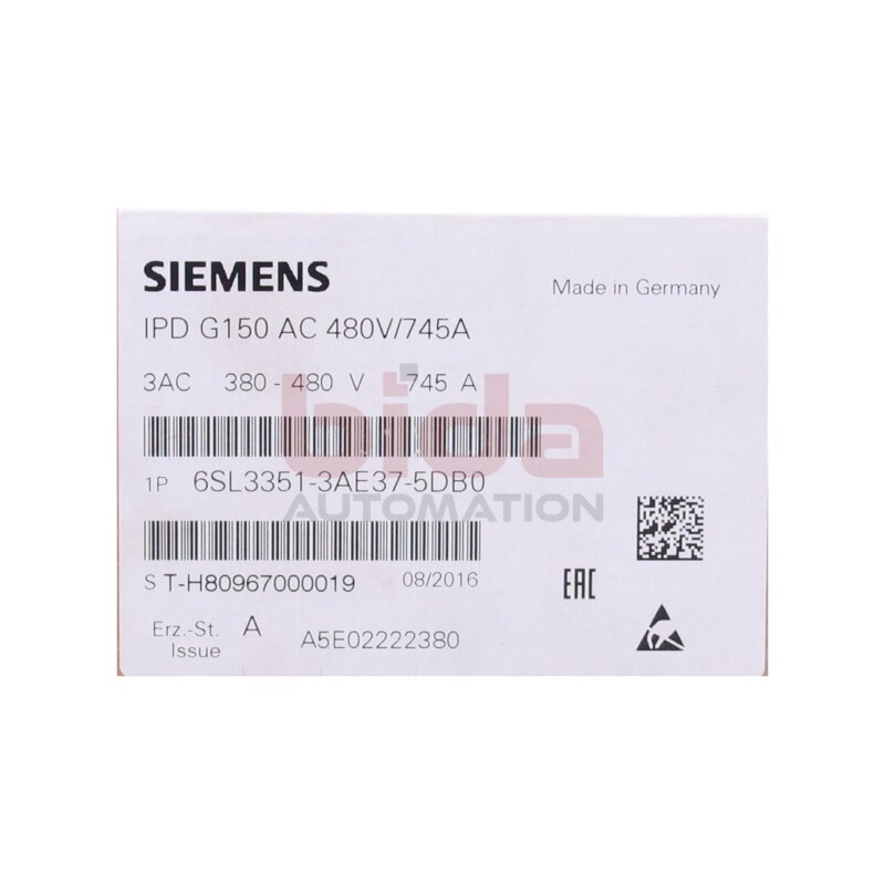 Siemens 6SL3351-3AE37-5DB0 SINAMICS G150 Ersatz-IPD-Karte Replacement IPD card