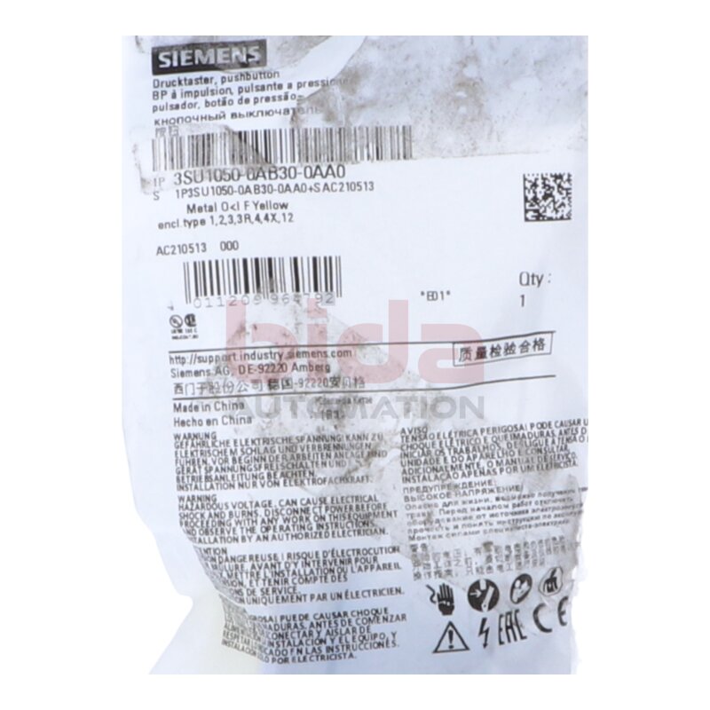 Siemens 3SU1050-0AB30-0AA0 / 3SU1 050-0AB30-0AA0 Drucktaster / push button