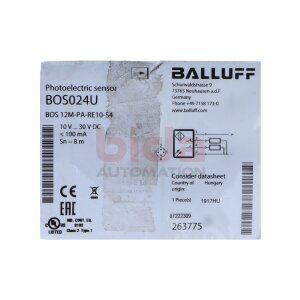 BALLUFF 12M-PA-RE10-S4 (BOS024U) Fotoelektrischer Sensor...