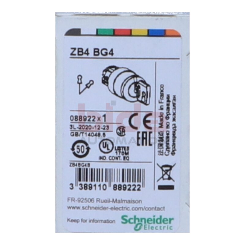 Schneider ZB4 BG4(088922) Schl&uuml;sselschalter Key switch
