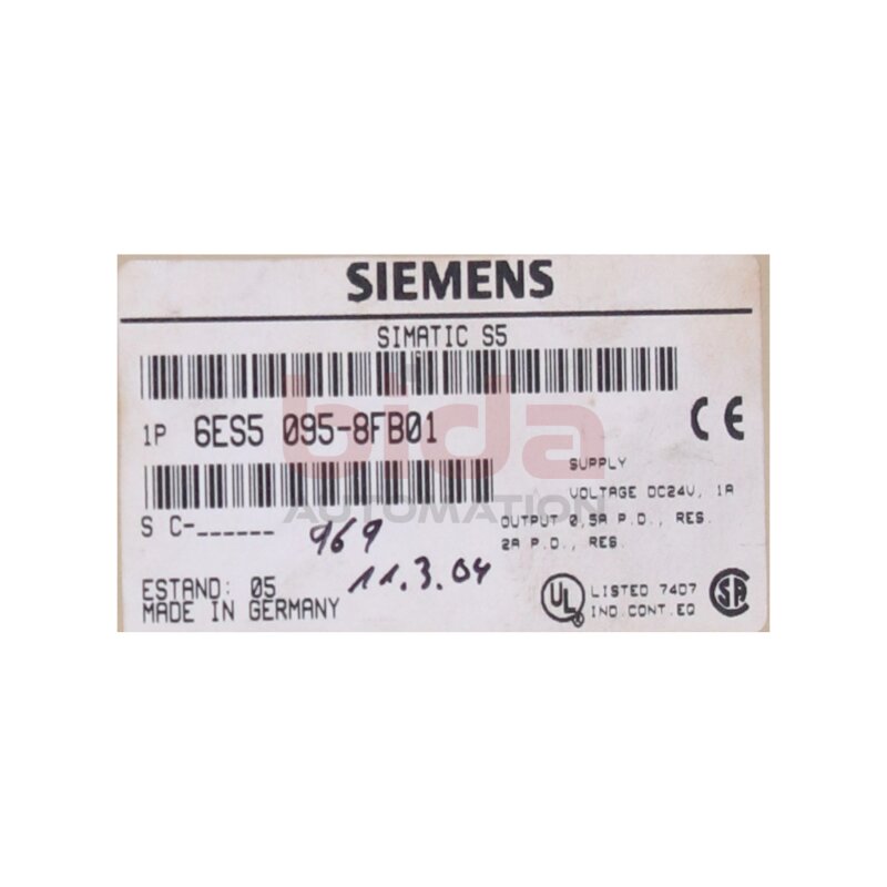 Siemens 6ES5095-8FB01 SIMATIC S5 Teilger&auml;t zur fehlersicheren S5-95F Subunit for fail-safe