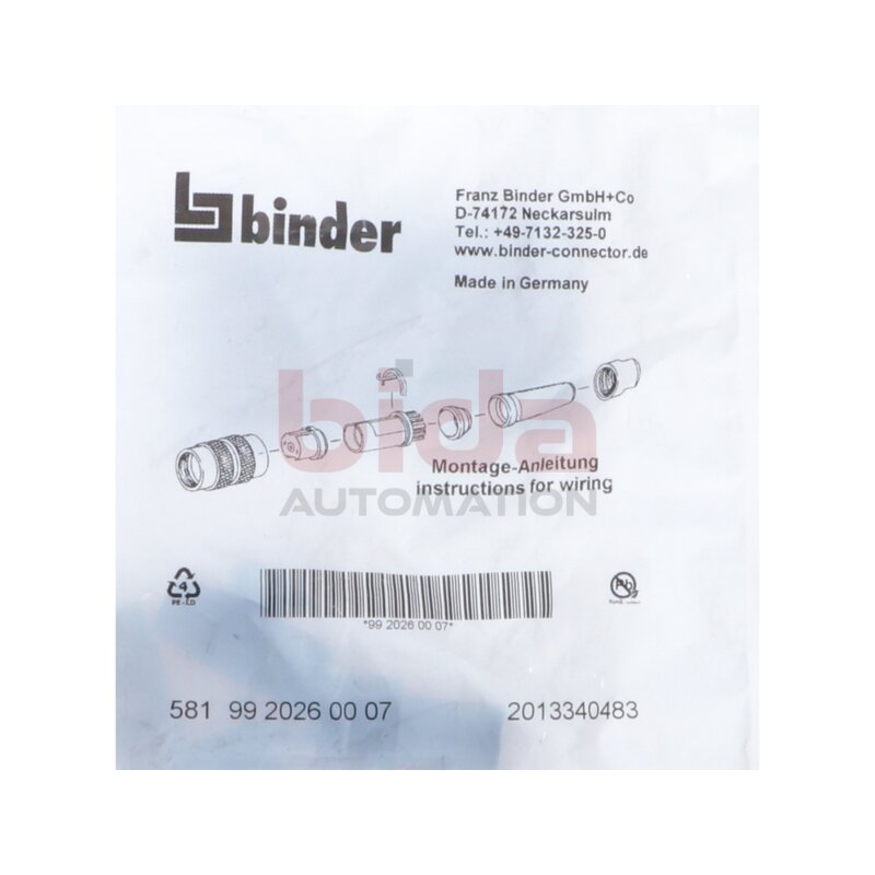 Binder 99 2026 00 07 M16 Kabeldose Cable socket