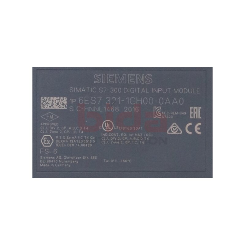 Siemens 6ES7321-1CH00-0AA0 SIMATIC S7-300 Digitaleingabe SM 321 Digital input
