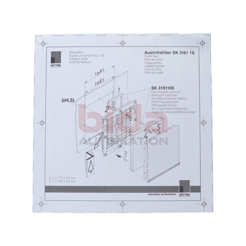 RITTAL SK 3161 1S / SK31611S (3161100) Austrittsfilter Outlet filter