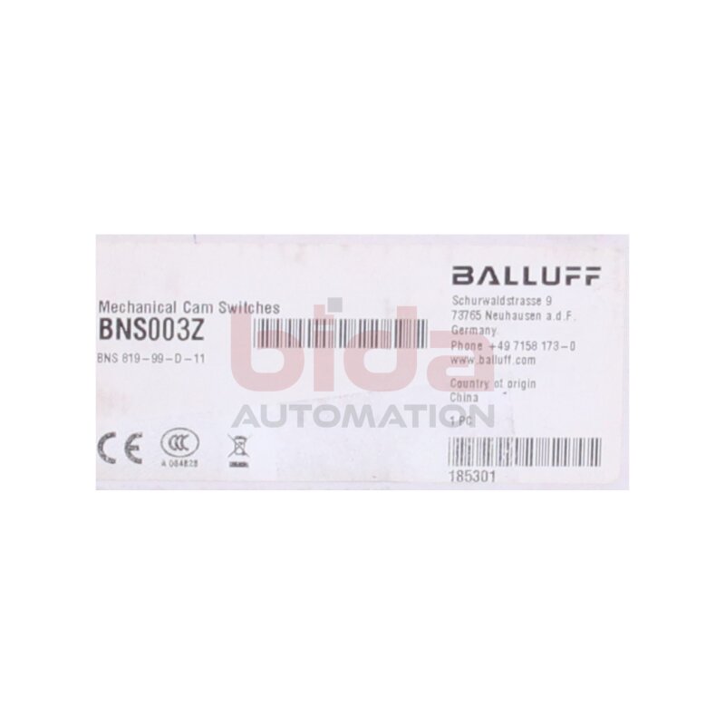 BALLUFF BNS003Z (BNS819-99-D-11) Mechanische Einzelpositionsschalter Mechanical single position switches