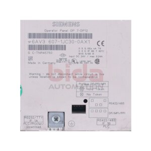 Siemens 6AV3 607-1JC30-0AX1 Bedientafel OP7/DP12 Operator...
