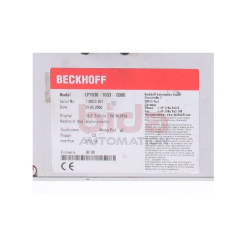 BECKHOFF CP7030-1003-0000 Bedienfeld Control panel