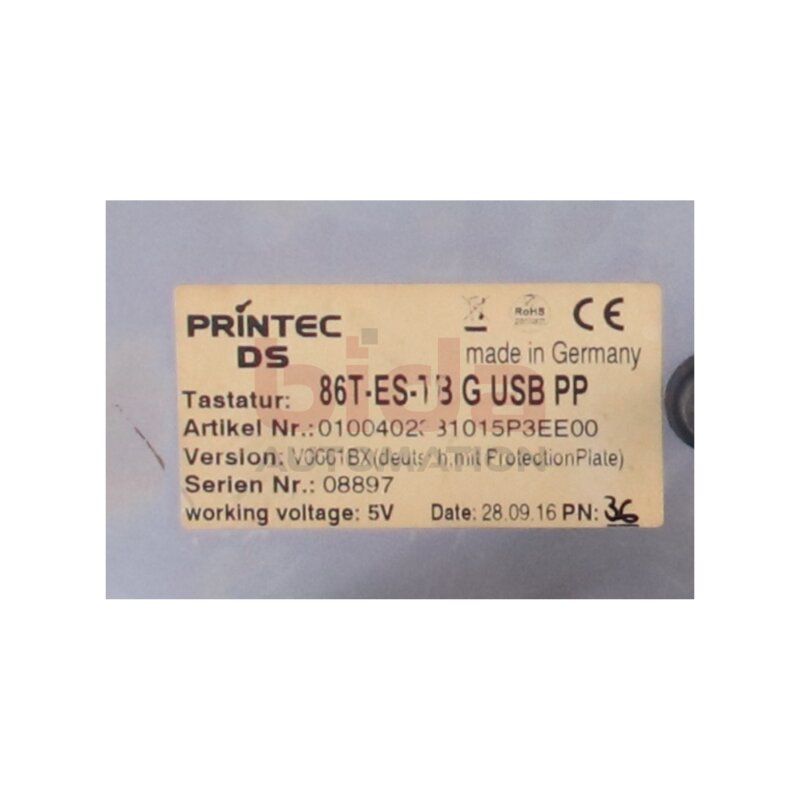 PRINTEC DS 86T-ES-TB G USB PP Industrietastatur Industrial keyboard