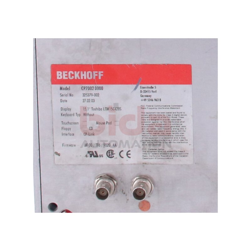BECKHOFF CP7002-0000 Bedienfeld Control Panel