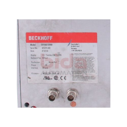 BECKHOFF CP7002-0000 Bedienfeld Control Panel