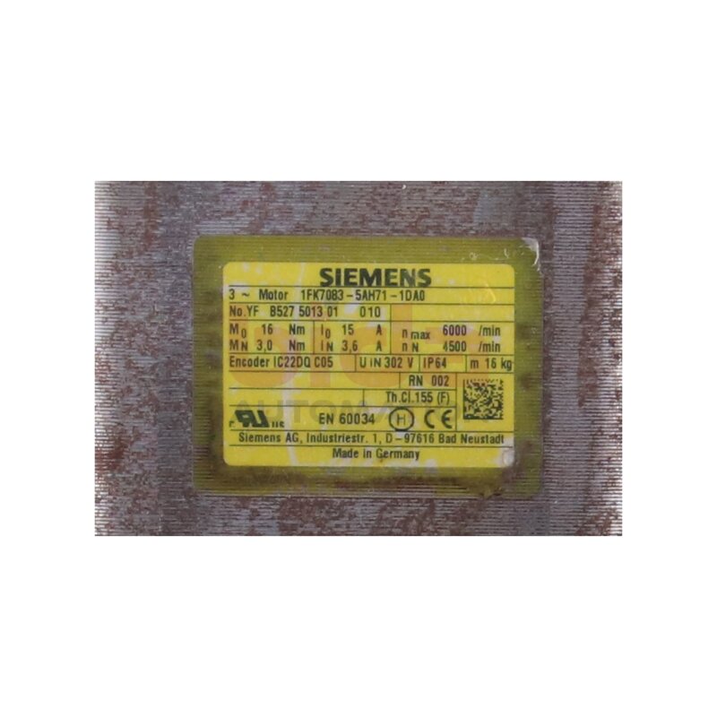 Siemens 1FK7083-5AH71-1DA0 / 1FK7 083-5AH71-1DA0 SIMOTICS S Synchron-Servomotor Synchronous servo motor 1FK7 Compact