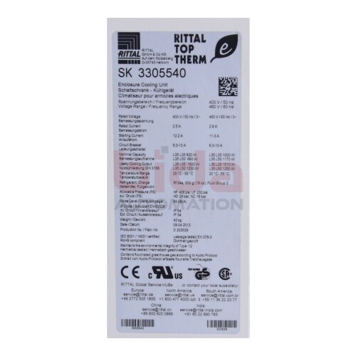RITTAL SK3305540 Wandanbau-K&uuml;hlger&auml;t Wall-mounted cooling unit