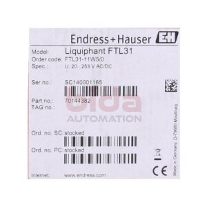 ENDRESS+HAUSER FTL31-11W5/0 (70144382) Grenzstandschalter...