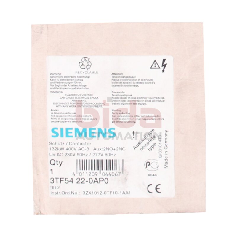 Siemens 3ZX1012-0TF10-1AA1 Sch&uuml;tz Contactor