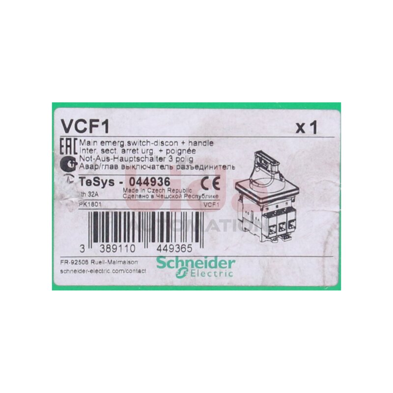 Schneider Electric VCF1 Not-Aus/Hauptschalter / Emergency stop/main switch