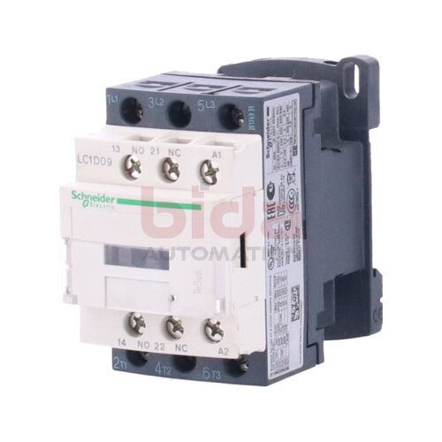 Schneider Electric LC1D09V7 Leistungssch&uuml;tz / Power contactor LC1D 3p, +1S+1&Ouml;, 4 kW, 9 A, 400 V AC3, Spule 400 V AC