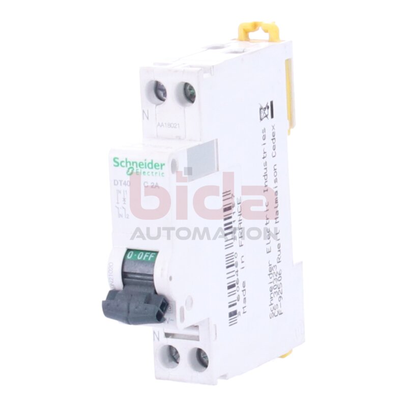 Schneider Electric DT40 - 1P + N - 2A - C (A9N21020) Automatische Sicherung / Automatsikring