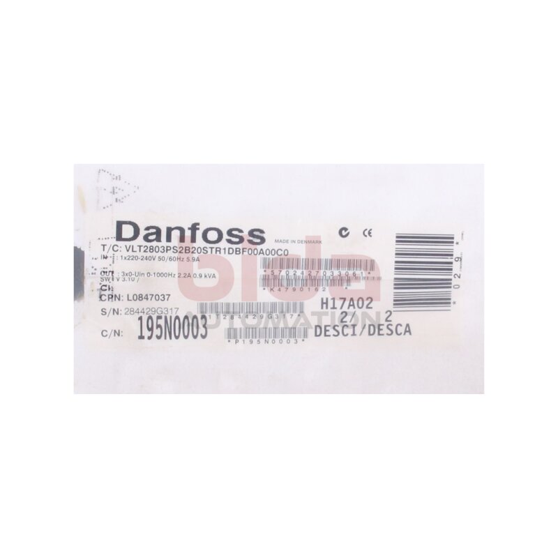 DANFOSS 195N1003 Frequenzumrichter Frequency converter