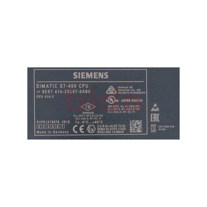 Siemens 6ES7 414-2XL07-0AB0 SIMATIC S7-400, CPU 414-2