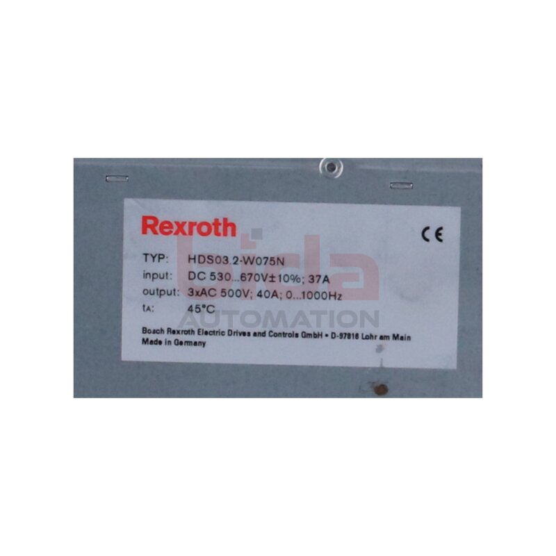Rexroth HDS03.2-W075N Servoantriebsregler / HDS SERVO DRIVE CONTROLLER LINE 530...670V DC, 37A