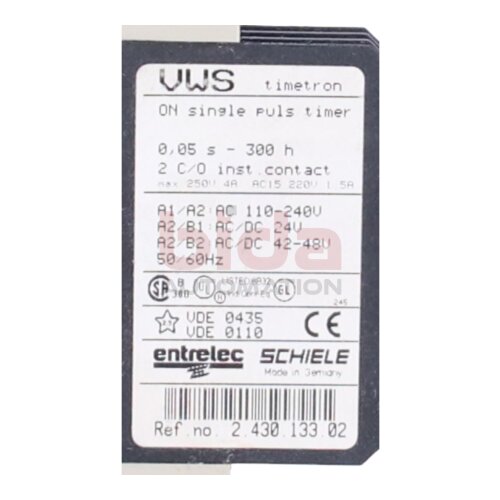 entrelec SCHIELE VWS 2.430.133.02 Zeitrelais 0,05 s - 300 h Time relay