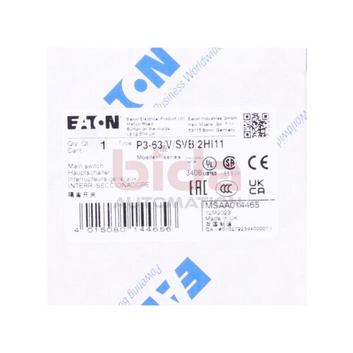 EATON P3-63/V/SVB/2HI11 Hauptschalter / main switch