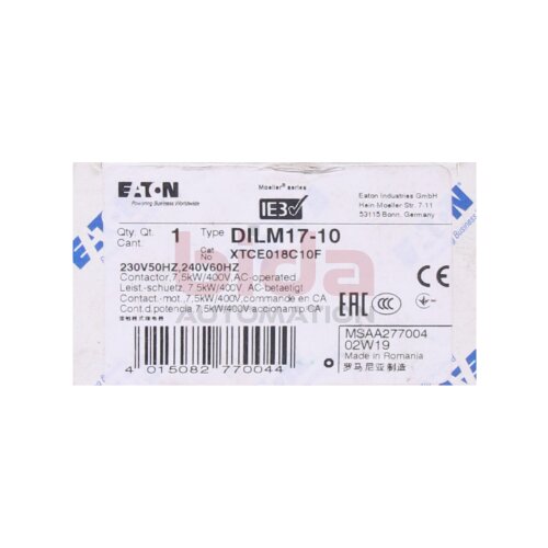 EATON DILM17-10 (XTCE018C10) Leistungssch&uuml;tz / power contactor
