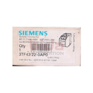 Siemens 3TF4322-0A / 3TF4 322-0A Schütz Contactor
