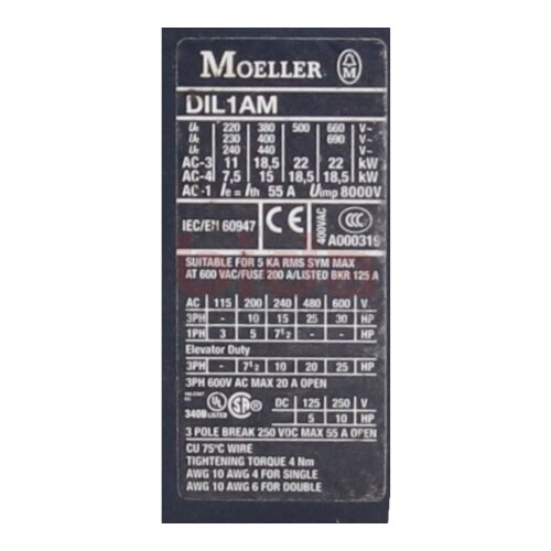 Moeller DIL 1AM / DIL1AM Leistungssch&uuml;tz Power contactor