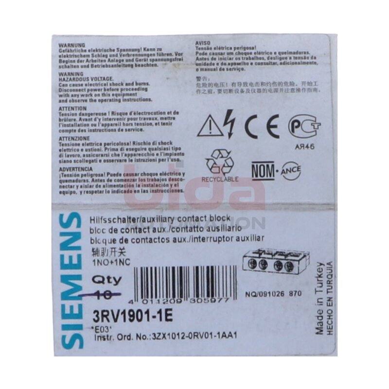 Siemens 3RV1901-1E / 3RV1 901-1E Hilfsschalter Auxiliary contact block