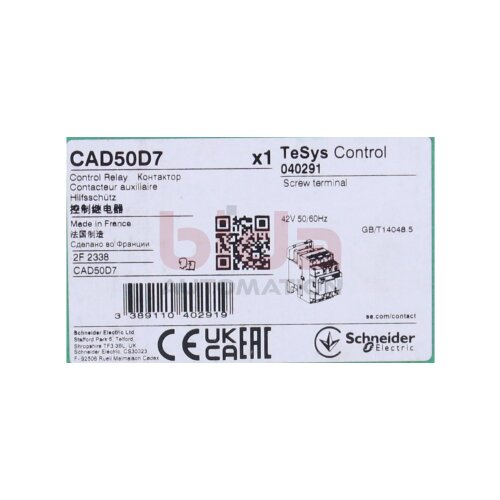Schneider Electric CAD50D7 Hilfssch&uuml;tz / Auxiliary contactor, 5S, 42V 50/60Hz
