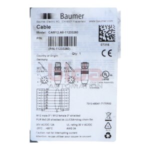 BAUMER CAM12.A8-11233260 Verbindungskabel Connecting cable