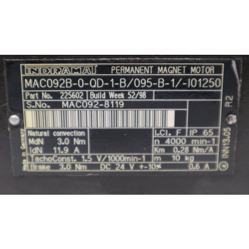 Rexroth Indramat MAC092B-0-QD-1-B/095-B-1/-I01250 Permanent-Magnet-Motor Servo