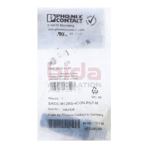 Phoenix Contact SACC-M12MS-4CON-PG 7-M  (1662528) Steckverbinder / plug connector