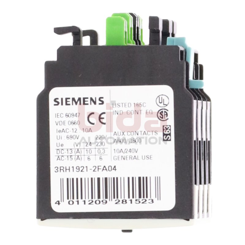 Siemens 3RH1921-2FA04 Hilfsschalterblock Auxiliary Switch Block 10A 690V