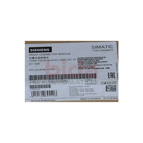 Siemens 6ES7921-5AB20-0AA0 / 6ES7 921-5AB20-0AA0 Frontsteckmodul / Front plug-in module