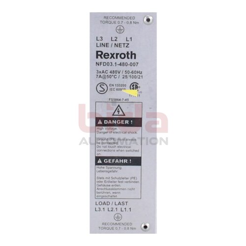 REXROTH NFD03.1-480-007 (R911286917) Netzfilter / Power line filter 480V 7A 50/60Hz