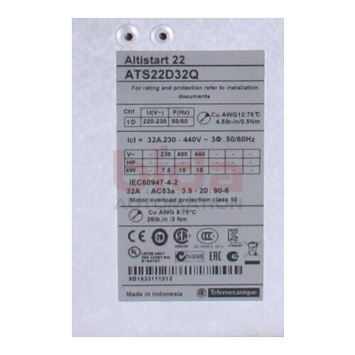Schneider Electric  ATS22D32Q Sanftanlasser / soft starter 230V 32A 440V