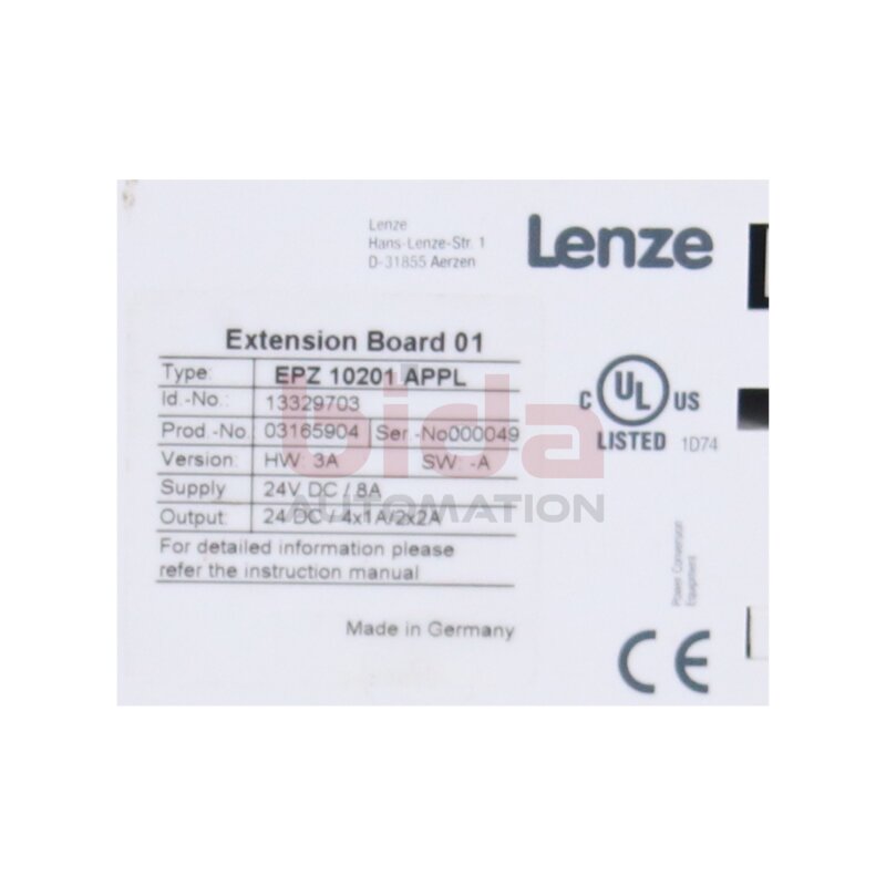 Lenze EPL 10201 (13408978) Erweiterungskarte / Extension Board