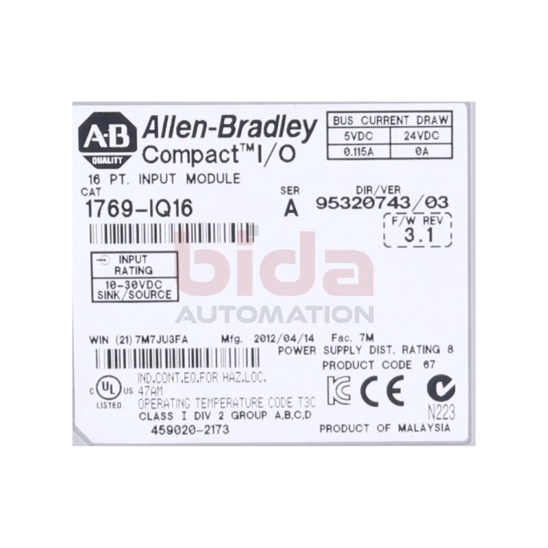 Allen-Bradley 1769-IQ16/A Eingangsmodul /  Input module