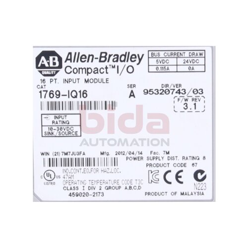 Allen-Bradley 1769-IQ16/A Eingangsmodul /  Input module