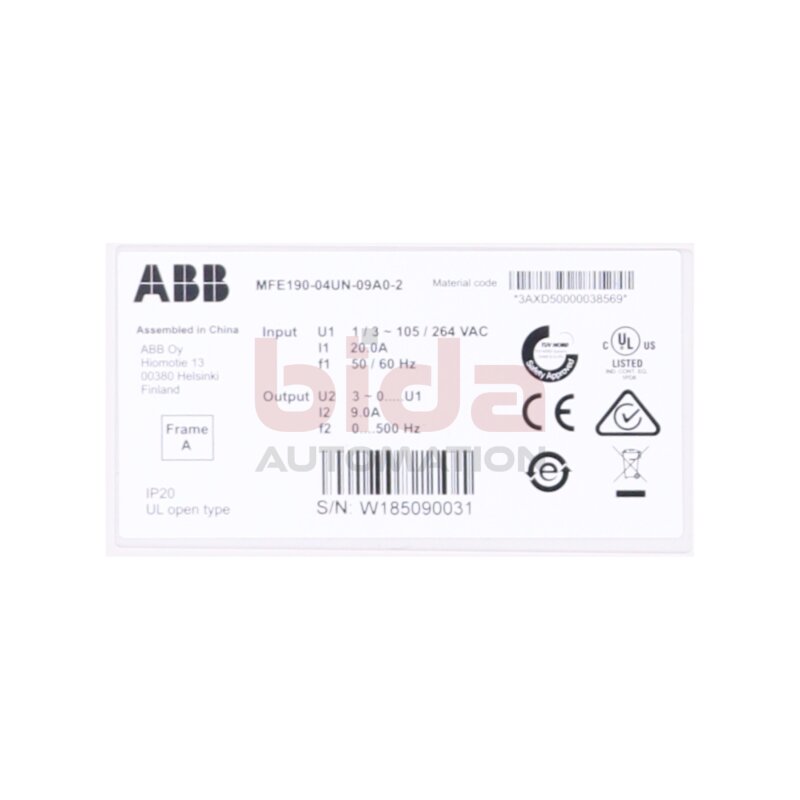 Kopie von ABB MFE190-04UN-09A0-2 Frequenzumrichter / Frequency Converter 105-264 VAC 20 A #1