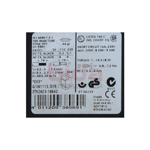 Siemens 3TK2825-1BB40 SIRIUS Sicherheitsschaltger&auml;t mit Relais-Freigabekreisen Safety switching device with relay release circuits