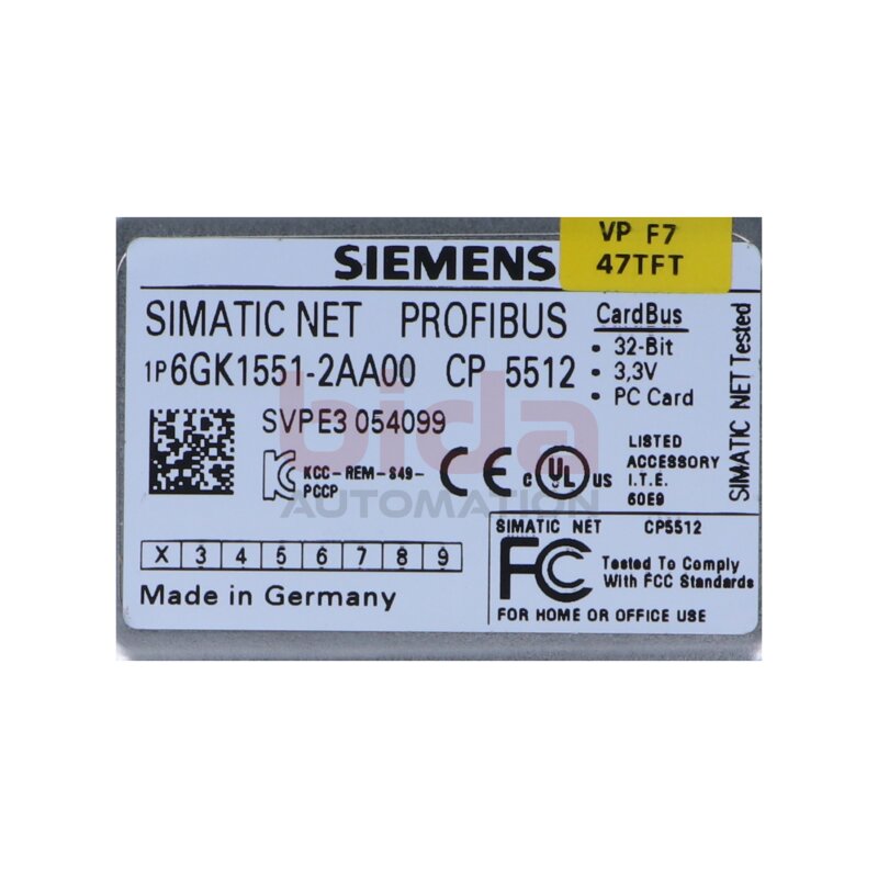 Siemens 6GK1551-2AA00 / 6GK1 551-2AA00 Kommunikationsprozessor / Communication processor CP 5512 PC Card
