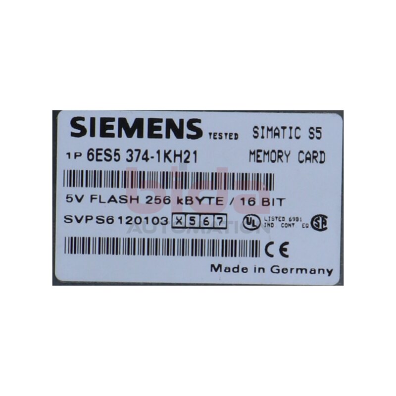 Siemens 6ES5374-1KH21 / 6ES5 374-1KH21  SIMATIC S5, Memory Card kurze Bauform 5V only Flash-EPROM, 256 KByte